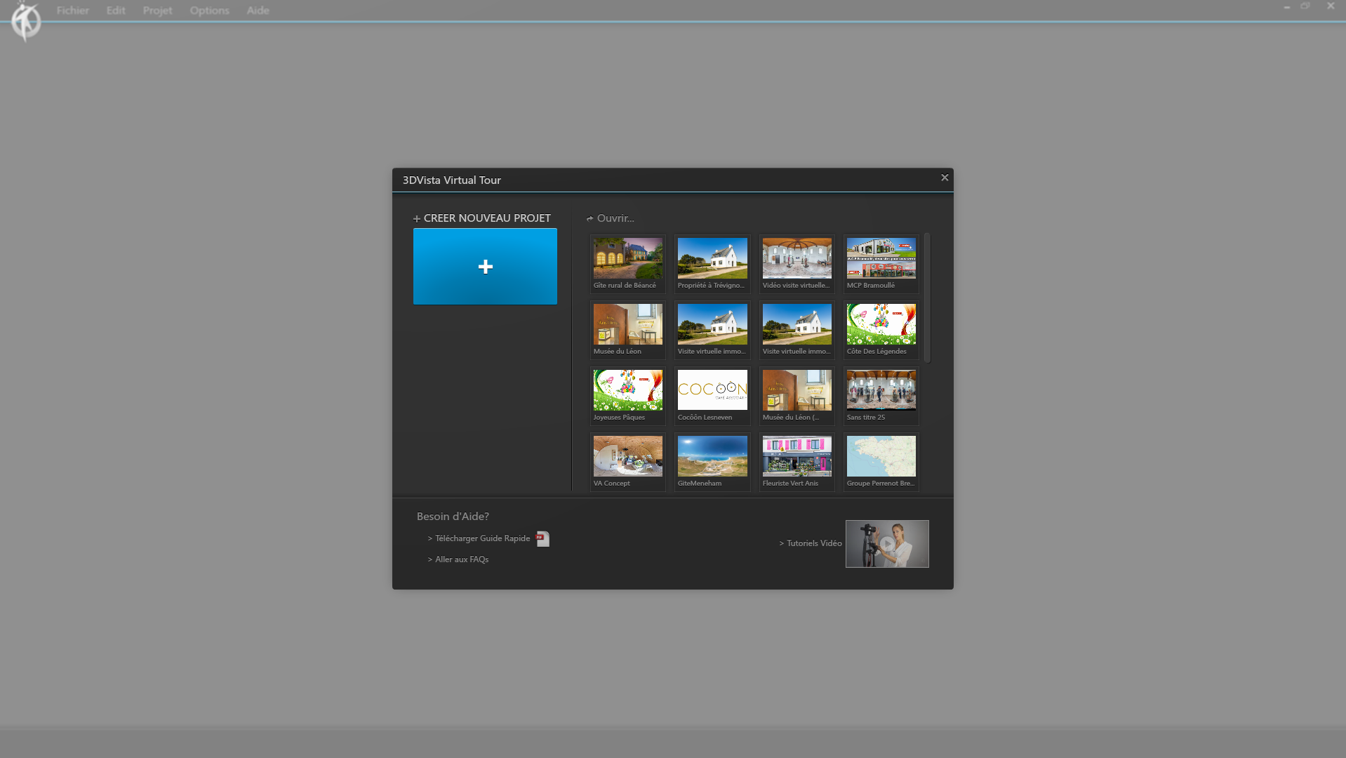 Page d'ouverture de 3DVista